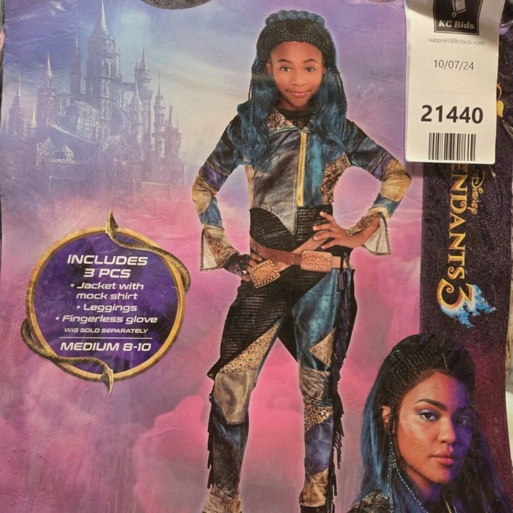 🔥Disney Descendants 3 UMA Girls Green EX LARGE 14-16 Costume. Wig NOT Included